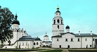 Успенский собор, надвратная Вознесенская церковь, колокольня и трапезная, Никольская церковь. Фотография. 2019 г. Фото: М. А. Маханько