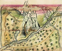 Святогорский монастырь. Рисунок архим. Иоиля. 1679 г. (РГАДА. Ф. 210. Оп. 12. Д. 886. Л. 87–88)