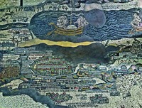 Карта Св. земли. Фрагмент мозаичного пола в ц. вмч. Георгия в Мадабе. 2-я пол. VI в. Фотография. 2019 г. Фото: Freight262 / Flickr.com