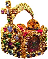 Корона королей и императоров Священной Римской империи. 2-я пол. X в. (крест — нач. XI в., арка — 20–30-е гг. XI в.). Фотография 2007 г. (Венская сокровищница Музея истории искусств, Вена) Фото: (Gryffindor) CSvBibra / Wikimedia Commons