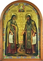 Преподобные Сергий и Герман Валаамские. Икона. 1872 г. Иконописец В. М. Пешехонов (Нововалаамский мон-рь, Финляндия) Фото: С. В. Веретенников
