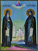 Преподобные Сергий и Герман Валаамские. Икона. Нач. XX в. (частное собрание)