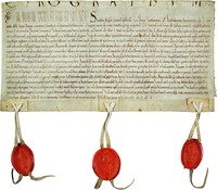 Соглашение между Сугерием, аббатом Сен-Дени, и Гуго I, графом Руси. 1145 г. (Национальный архив Франции. AE/II/155)