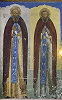 Преподобные Савва Звенигородский и Сергий Нуромский. Роспись диаконника ц. вмч. Димитрия Солунского в Ярославле. 1686 г. Фото: А. С. Зверев