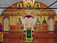 Вид на иконостас нижней ц. во имя прп. Сергия Нуромского. Фотография. 10-е гг. XXI в.