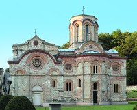 Церковь Успения Пресв. Богородицы в мон-ре Любостиня. Ок. 1389 г. Фотография. 2019 г. Фото: И. А. Орецкая