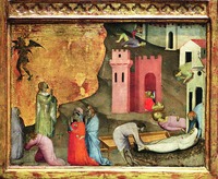 Избавление от чумы. Фрагмент створки триптиха «Св. Себастьян». 1350–1375 гг. Мастер Джованни Дель Бьондо (Музей собора Санта-Мария-дель-Фьоре, Флоренция) Фото: Sailko / Wikimedia Commons