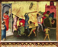 Избиение мч. Севастиана. Фрагмент створки триптиха «Св. Себастьян». 1350–1375 гг. Мастер Джованни Дель Бьондо (Музей собора Санта-Мария-дель-Фьоре, Флоренция) Фото: Sailko / Wikimedia Commons