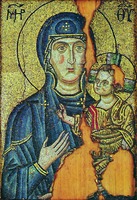 Божия Матерь «Одигитрия». Мозаичная икона. Кон. XII — нач. XIII в. (Мон-рь Хиландар, Афон)