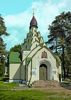 Церковь во имя прп. Серафима Саровского и в честь Серафимо-Понетаевской иконы Божией Матери «Знамение». 1910–1912 гг. Архитекторы А. В. Щусев (?), В. К. Кильдишев (?). Фотография. 2012 г. Фото: А. В. Слезкин