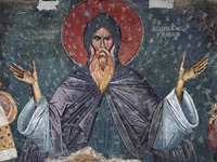 Прп. Симеон Мироточивый. Роспись ц. Богоматери Левишки в Призрене. 1312–1314 гг. Фото: В. А. Заварицкая