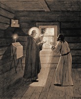 Видение птиц прп. Сергию Радонежскому. Рисунок тушью. После 1897 г. Худож. В. Бондарев. (РГБ)