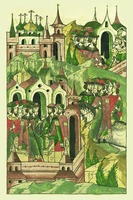 Возвращение из Орды Симеона Иоанновича, пожалованного ханом на вел. княжение владимирское и московское. Миниатюра из Лицевого летописного свода. 70-е гг. XVI в. (БАН.31.7.30-1. Л. 382 об.).