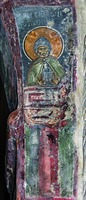 Прп. Симеон Столпник Дивногорец. Роспись ц. Богоматери Одигитрии Печской Патриархии. 1335–1337гг. Фотография. 2019 г. Фото: В. А. Заварицкая