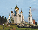 Собор Воскресения Христова в Ханты-Мансийске. 2001–2006 гг. Архитекторы Н. З. Казаков, В. А. Добрунов. Фотография. 2023 г. Фото: Воскресенский кафедральный собор, Ханты-Мансийск / vk.ru