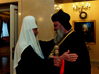 Встреча Патриарха Московского и всея Руси Кирилла с Патриархом Сирийской яковитской Церкви Мар Игнатием Ефремом II. Фотография. 10 нояб. 2015 г. Фото: О. Ва-ров / Patrairchia.ru