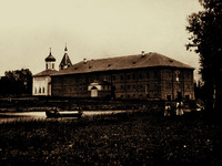 Савватиевская пустынь с церковью Смоленской иконы Божией Матери. 1860 г. Фотография. 1900 г.