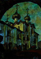 Церковь Успения Пресв. Богородицы. Этюд. 1992 г. Художник О. А. Сухова (частное собрание)