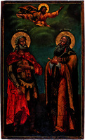 Мч. Назарий и прп. Иннокентий. Икона. 1786 г. Происходит из Успенской ц. (Спасо-Преображенский собор Нововалаамского мон-ря)