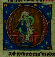 Суламифь с царем Соломоном. Инициал из франц. рукописи. 1200–1249 гг. (Bibliotheque municipale de Toulouse. Ms 1. Fol. 189v)