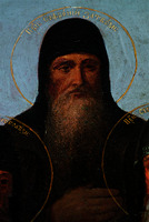 Прп. Софроний, затворник Печерский. Фрагмент иконы «Собор преподобных отцов, нетленно почивающих в пещере прп. Феодосия». 1890 г. Мастерская Киево-Печерской лавры (Дальние пещеры Киево-Печерской лавры)