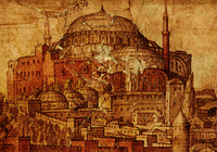 Собор Св. Софии. Фрагмент рисунка «Вид Константинополя». 1559 г. Худож. М. Лорк (б-ка Лейденского ун-та. Л. 6)