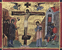 Распятие. Миниатюра из Евангельских чтений. Кон. XI в. (Vat. gr. 1156. Fol. 194v)