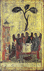 Св. Троица («Зырянская Троица»). Икона. Кон. XIV в. (ВГИАХМЗ)