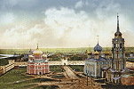 Вид Тульского кремля с Богоявленским (1862) и Успенским (1762–1766) соборами. Раскрашенная фотография. Нач. XX в.