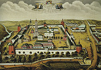 Вид Троице-Сергиевой лавры. Цветная литография. И. И. Старченков (?). 1877 г. (ГРМ) © Русский музей, Санкт-Петербург