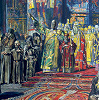 «Реквием» («Уходящая Русь»). Центральный фрагмент композиционного эскиза. 1935–1959 гг. Худож. П. Д. Корин (ГТГ)