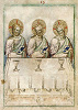 Св. Троица. Миниатюра. Ок. 1400 г. Худож. Микелино да Безоццо (Avignon. Bibl. mun. Ms. 0111. Fol. 23v)
