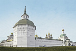 Вид на Пятницкую (сер. XVII в.) и Красную (сер. XVI в., сер. XVII в., 1807, 1839, 1855) башни. Фотография. 2022 г. Фото: А. С. Зверев