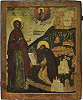 Прп. Трифон Вятский в молении Божией Матери. Икона. Кон. XVII в. (Кировский обл. краеведческий музей им. П. В. Алабина)