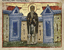 Прп. Феофан Начертанный. Миниатюра из Минология. XIII в. (Paris. gr. 1561. Fol. 55v)