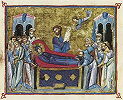 Успение Пресв. Богородицы. Миниатюра. 3-я четв. XI в. (Ath. Dionys. 587m. Fol. 163v)
