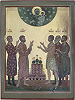 Блаженные Фома, Иродион, Иоанн, Михаил и Василий Сольвычегодские. Икона. Нач. XXI в. Иконописец А. В. Пономарёв (Введенский собор, Сольвычегодск) Фото: Т. А. Зверев