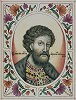 Блгв. кн. Ярослав Всеволодович. Миниатюра из Титулярника. 70-е гг. XVII в. (РГАДА. Ф. 135. Отд. 5. Рубр. III. № 7. Л. 28). Хромолитография из кн. «Портреты, гербы и печати Большой государственной книги 1672 г.». СПб., 1903