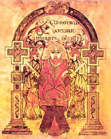Взятие Христа под стражу. Миниатюра из «Book of Kells». Кон. VIII — нач. IX в. (Trinity College. Dublin. MS 58. Fol. 34)