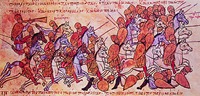Победа царя Симеона над визант. армией во Фракии. Миниатюра из Хроники Иоанна Скилицы. XII в. (Matrit. gr. 2 Fol. 122)
