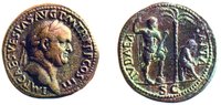 Монета имп. Веспасиана, отчеканенная в честь завоевания Иудеи. 71 г. по Р. Х.
