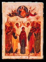 Вознесение Господне. Икона из праздничного чина иконостаса Успенского собора во Владимире (ГТГ)