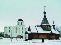 Благовещенская и Александро-Невская (деревянная) церкви в Витебске. Фотография. 2001 г.