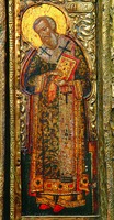 Свт. Григорий Богослов. Изображение на столбике царских врат. Сер. XVII в. (МИХМ)