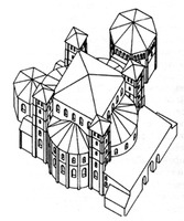 Церковь Сан-Ларенцо Маджоре в Милане. 376 - 377 гг. Изометрическая реконструкция.