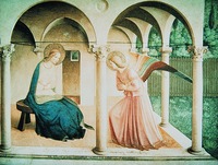 Благовещание. Анджелико Фра Беато. Фреска мон-ря Сан-Марко во Флоренции. 1433–1445 гг. (Музей Сан-Марко. Флоренция)