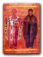 Свт. Афанасий Великий и прп. Антоний Веррийский. Икона XIV в. (Византийский музей. Фессалоника)