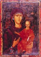 Икона Божией Матери Одигитрии. Худож. Г. Каллиергис. 1315 г. (Византийский музей. Веррия)