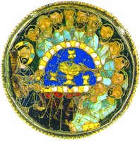 Тайная вечеря. Эмалевый медальон дискоса «Стоклет». Кон. IX–X в. (Лувр, Париж)