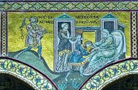 Исаак благославляет Иакова. Мозаика собора Санта-Мария Нуова в Монреале, Сицилия. Между 1183 и 1189 гг.